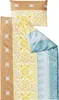 A folded duvet cover and a pillowcase with a colorful, patterned design. Náhľad obrázku produktu