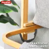 Close-up of a bamboo laundry basket with gray fabric, showing the handles and frame. Anteprima dell’immagine prodotto