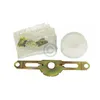 A product kit for a thermostat, including various metallic and plastic components, and a white cap. Produktbild-Vorschau