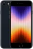 A black iPhone SE is shown from the front and back.
