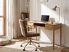 BELIANI Schreibtisch Hellbraun MDF 140 x 50 cm mit Produktbild-Vorschau 2