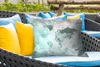 MuchoWow® Outdoor Kissen - Weltkarte - Zeitung - Blau - Produktbild-Vorschau 4