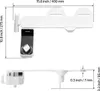 A diagram showing the dimensions of a bidet toilet seat attachment. Produktbild-Vorschau