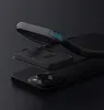 A black iPhone case is shown in layers, with the back of the phone visible at the bottom and the case components above it. Náhled obrázku produktu
