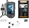 A collage of product images showing an inspection camera, its accessories, batteries, and packaging. Náhled obrázku produktu