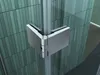 A close-up view of a shower hinge attached to a glass panel and a vertical support pole, with a tiled wall in the background. Produktbild-Vorschau