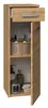 A tall, narrow cabinet with a drawer and an open door, displaying toiletries and accessories. Voir les images du produit