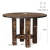 A round wooden dining table with dimensions indicated by text overlays. Voir les images du produit