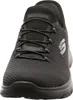 A close-up front view of a black Skechers sneaker. Anteprima dell’immagine prodotto