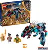 A LEGO set box and the assembled toy are shown. The box displays the LEGO Eternals branding and artwork of the characters and the Deviant creature. The assembled toy is a blue and red mechanical creature with gold accents. Náhled obrázku produktu