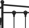 A close-up view of a black metal bed frame, showing decorative elements and the structure of the headboard. Produktbild-Vorschau