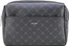 A close-up, front-facing studio shot of a gray Joop! washbag with a repeating pattern. Produktbild-Vorschau