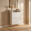Schuhschrank schmal Holz, Schuhkipper Weiß, 2 Klappen, Produktbild-Vorschau 9