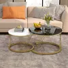 MODFU Table Basse - Ensemble 2 Tables Rondes Gigogne MDF Voir les images du produit 1