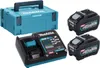 A set of Makita power tool accessories including a storage case, a charger, and two batteries, displayed against a white background. Voir les images du produit
