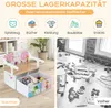 A collage showing a children's table and chair set with storage, and a separate image of a messy room with toys. Anteprima dell’immagine prodotto