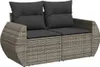 9-tlg. Garten-Sofagarnitur mit Kissen Grau Poly Rattan Produktbild-Vorschau 3