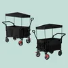 Relaxdays Bollerwagen, faltbar, 150 kg, Dach, Teleskop- & Produktbild-Vorschau 5