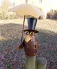 Zaunfigur Zaunhocker Gartendeko lustiger Rabe m. Schirm Produktbild-Vorschau 1