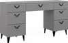 A grey vanity desk with black chevron patterns and black handles, shown from a front-facing angle on a white background. Podgląd zdjęcia produktu