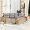 vidaXL 5-tlg. Garten-Sofagarnitur mit Kissen Beige Poly Produktbild-Vorschau 2
