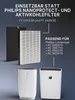 A collage showing air purifier filters and two air purifiers. Produktbild-Vorschau