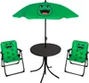4tlg Kinder Campingmöbel Set Frosch Campingstuhl Tisch Sonnenschirm Produktbild-Vorschau