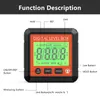 An instructional diagram for a digital level box, showing its function description and button labels. Anteprima dell’immagine prodotto