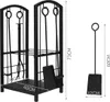 Holzkorb mit Kaminbesteck Korb Besteck Kaminzubehör schwarz Produktbild-Vorschau 7
