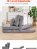 A gray floor sofa in a living room setting, with text overlays highlighting its adjustable features. Voir les images du produit
