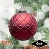 Christbaumkugelset, Rund, 6er Set | Glas, Rot, Struktur | Produktbild-Vorschau 1