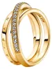 Pandora Ring 169057C01 Crossover Pave Triple Band 14 Karat Produktbild-Vorschau 6