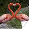 MuchoWow® Poster Zwei Flamingos bilden ein Herz 75x75 cm - Produktbild-Vorschau 1