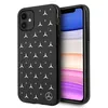 A black iPhone case with a silver star pattern is shown on a white background. Produktbild-Vorschau