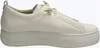 A white leather sneaker with gold accents and a platform sole is shown from the side against a white background. Voir les images du produit