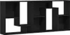 A black bookshelf with multiple compartments of varying sizes and orientations. Náhled obrázku produktu