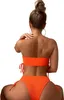 Damen Zweiteiliger Badeanzug Bandeau Bikini Set Hohe Taille Produktbild-Vorschau 2