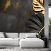 Vlies fototapete Goldene und schwarze Monstera-Blätter auf Produktbild-Vorschau 2