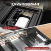 Close-up views of a tabletop gas grill, highlighting its burners and side burner. Produktbild-Vorschau