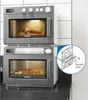Two stacked Samsung microwaves are shown in a kitchen setting, with a close-up diagram of a bracket plate. Náhľad obrázku produktu