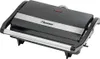 A black electric contact grill with a silver accent strip and handle, shown from a diagonal front view on a white background. Podgląd zdjęcia produktu