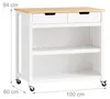 Relaxdays, kuchynský vozík, pracovná doska, 2 zásuvky, 2 Náhľad obrázku produktu 4