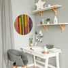 Design Stahlmagnettafel Schwarz Rund 47cm Holz Collage Bunt Produktbild-Vorschau 2