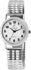 A close-up studio shot of a silver analog wristwatch with a white face and black numerals and hands, against a white background. Produktbild-Vorschau