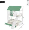 Lit superposé « maison » 90 x 200 cm avec toboggan et lit Voir les images du produit 4