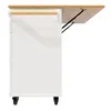 A side view of a white kitchen cart with a wooden countertop that can be extended. Produktbild-Vorschau