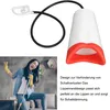 A product shot of a vocal dampener next to a lifestyle image of a woman singing while cleaning. Produktbild-Vorschau