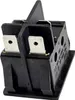 A close-up, angled view of a black rocker switch with silver metal terminals. Náhľad obrázku produktu