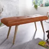 FineBuy gepolsterte Sitzbank 120cm Massivholz Echtleder Produktbild-Vorschau 1
