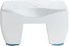 A white bath stool with blue feet against a white background. Podgląd zdjęcia produktu